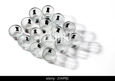 Drinking Game Glasses on White Background Stock Photo