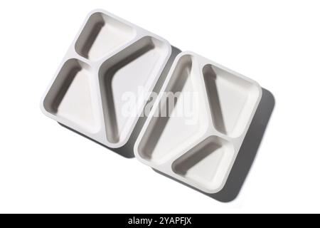 Food Containers on White Background Stock Photo