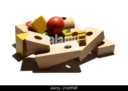 Toy Wooden Blocks on White Background Stock Photo