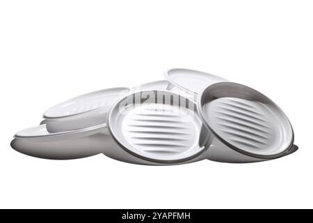 Plastic Plates on White Background Stock Photo