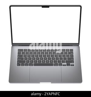 Silver laptop blank screen isolated on white background 3d Stock Photo