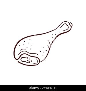 Chicken drumsticks logo in line art style. Raw or cooked legs of poultry with meat, bone and skin. Design for butchers shop, farm market, restaurant Stock Vector
