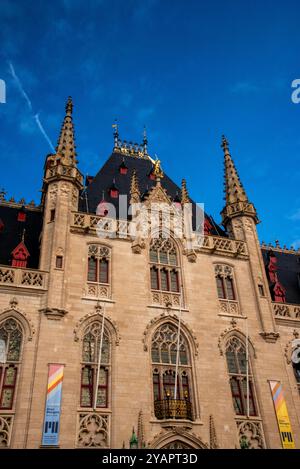 Neo-Gothic Provinciaal Hof or Provincial Court in Bruges, Belgium. Stock Photo