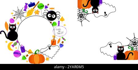Set of Halloween frames for design. Vector illustration. Stock Vector