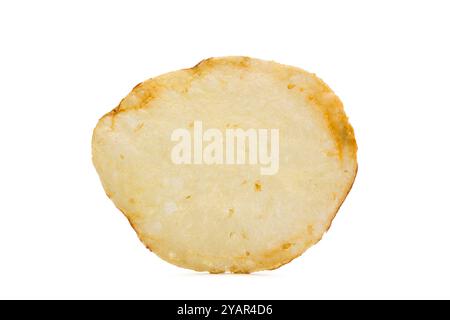 Close up of single potato chip on white background. Stock Photo