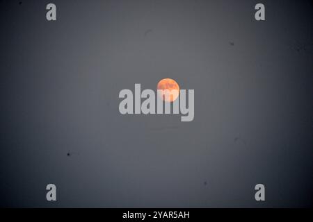 Siliguri, West Bengal, India. 15th Oct, 2024. A Moon is pictured at the Skyline in Siliguri. Sky gazers are waiting for the upcoming both Super moon which is also called Hunters Moon on October 17. (Credit Image: © Diptendu Dutta/ZUMA Press Wire) EDITORIAL USAGE ONLY! Not for Commercial USAGE! Stock Photo