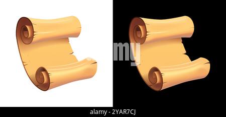 Antique parchment 3D scrolls with curled edges and visible signs of aging Stock Vector