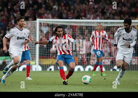 Madrid, Spain MAY 17: Radamel Falcao of Atletico de Madrid in action  during the Spanish King's Cup 2012/13 Final , match played at the Santiago Berna Stock Photo