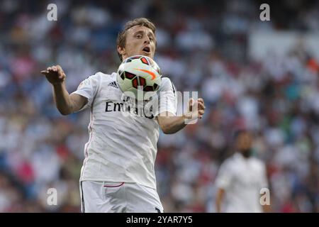 Madrid,Spain, 25 08 2014-football- 'Spanish  League', match Real Madrid Vs Cordoba C.F, Luka Modric (Real Madrid)  during the Spanish League match aga Stock Photo