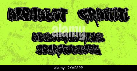 Street alphabet in graffiti style. Font from 3D letters Stock Vector