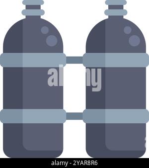 Two oxygen tanks connected, showcasing the essential equipment for underwater exploration Stock Vector