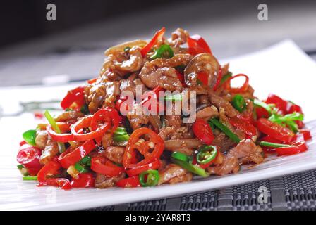 Stir fried (Sautéed) Lamb Slices with Scallion Stock Photo