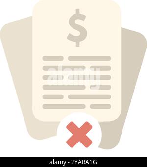 Red cross mark is denying the content of a financial report Stock Vector