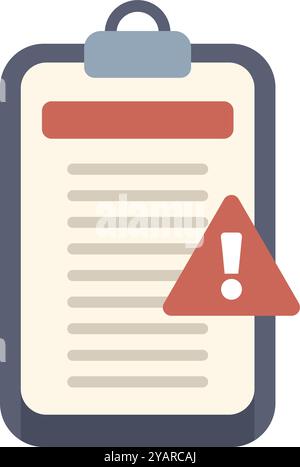 Clipboard is showing a warning message with an exclamation mark icon, concept for notification, alert, attention, error Stock Vector