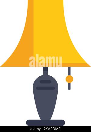 Yellow electric table lamp standing on a surface and illuminating the room Stock Vector