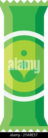 Green packaging bag with leaf logo, perfect for presenting your packaging design for snacks, powder product, or other organic products Stock Vector