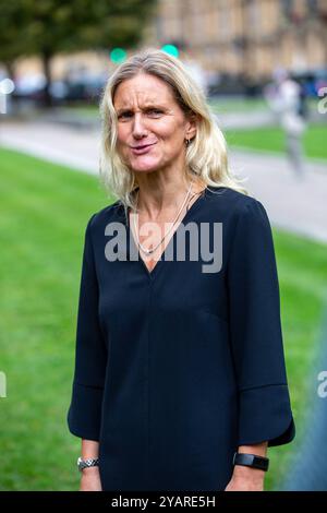 London, UK. 15th Oct, 2024. Kim Ledbetter being interviewed on college Green Credit: Richard Lincoln/Alamy Live News Stock Photo