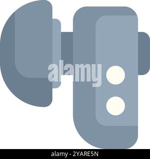 Single gray wireless earbud with control buttons is shown on a white background Stock Vector