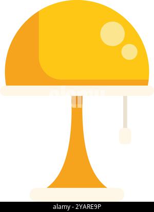 Yellow desk lamp standing with pull switch providing light for work or study Stock Vector