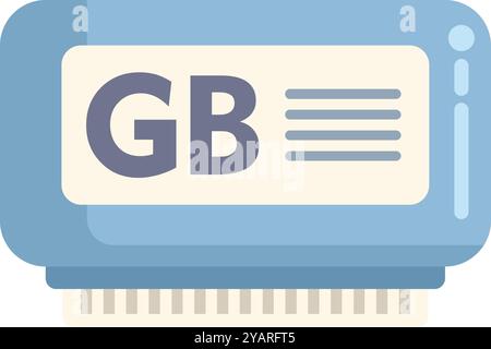 Ram memory module displaying gb gigabyte capacity icon sign symbol for computer hardware and software Stock Vector