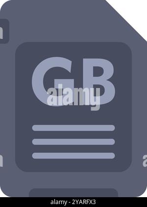 This vector illustration of a micro sd memory card is showing gb gigabyte storage size Stock Vector