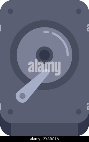 This minimalist icon features a hard disk drive with its spinning platter and readwrite head accessing data Stock Vector