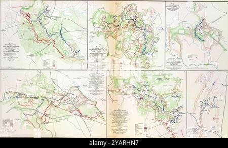 SEATTLE -SEP 11, 2022 - A collection of antique maps showing the movements of union and confederate troops during different battles of the american ci Stock Photo