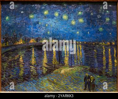 Starry Night over the Rhône, 1888, Vincent Van Gogh (1853-1890),  Poets & Lovers Exhibition, National Gallery, London, UK Stock Photo