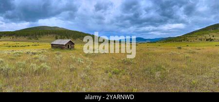 Old Barn in Alpine meadow near Keystone, CO. Stock Photo
