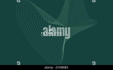 Abstract Digital Dot Flowing Wave Particles Background. Futuristic Geometric Technology Line Wave Halftone Dotted Background Stock Vector
