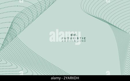 Abstract Digital Dot Flowing Wave Particles Background. Futuristic Geometric Technology Line Wave Halftone Dotted Background Stock Vector