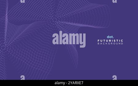Abstract Digital Dot Flowing Wave Particles Background. Futuristic Geometric Technology Line Wave Halftone Dotted Background Stock Vector