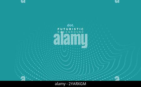 Abstract Digital Dot Flowing Wave Particles Background. Futuristic Geometric Technology Line Wave Halftone Dotted Background Stock Vector