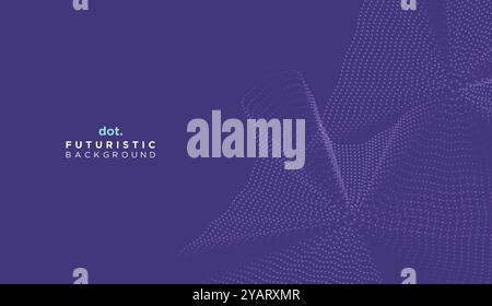 Abstract Digital Dot Flowing Wave Particles Background. Futuristic Geometric Technology Line Wave Halftone Dotted Background Stock Vector