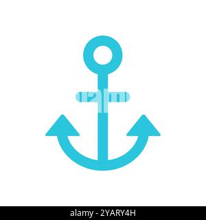 Simple anchor symbol on white background. From blue icon set. Stock Vector