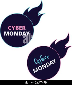 Cyber monday signs on white background Stock Vector