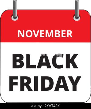 Black friday sign in the shape of a calendar on a white background with copy space Stock Vector