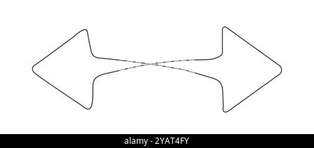 continuous line drawing of a double arrow pointing both right and left. The minimalistic design is created in a single line, emphasizing simplicity Stock Vector