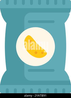 Foil bag packaging with a round window displaying potato chips Stock Vector