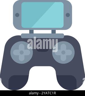 Smartphone holding drone remote control icon illustration featuring a smartphone attached to a remote control Stock Vector