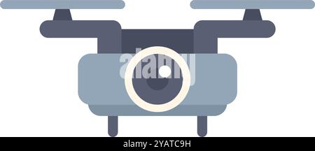 Grey quadcopter drone hovering and recording with its integrated camera Stock Vector