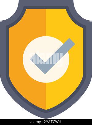 Shield displaying a check mark icon, symbolizing cybersecurity and data protection Stock Vector