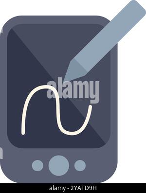 Stylus pen is drawing a signature on the screen of a smartphone Stock Vector