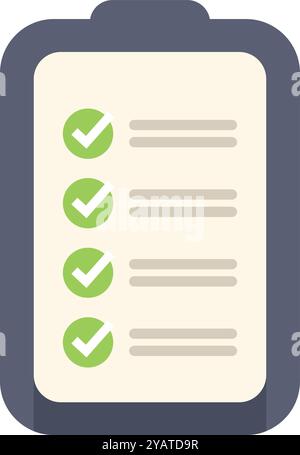Clipboard showing check marks representing completing tasks on white background Stock Vector