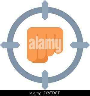 This vector illustration shows the concept of motivation and determination with a clenched fist in a target Stock Vector