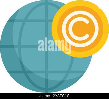 Copyright symbol is hovering over the globe, symbolizing the global reach of intellectual property protection Stock Vector