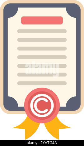 Copyright certificate is confirming authorship and representing legal document for author rights protection Stock Vector