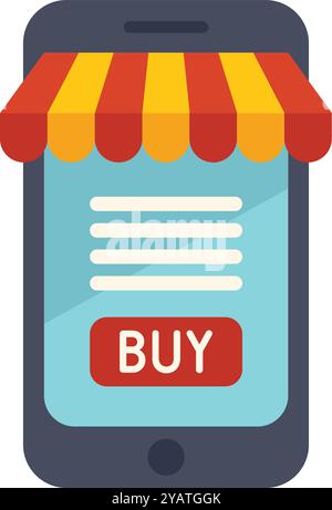 Smartphone showing online shop interface for buying online, e commerce concept Stock Vector