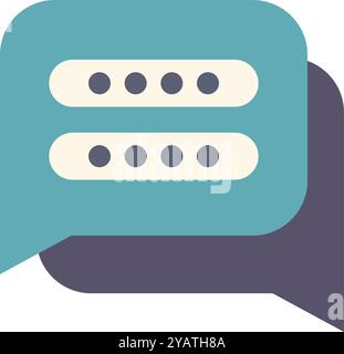 Simple icon of a speech bubble is showing a hidden password with covered dots for online security Stock Vector