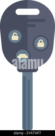 Wireless car key with buttons for locking, unlocking and opening the trunk Stock Vector